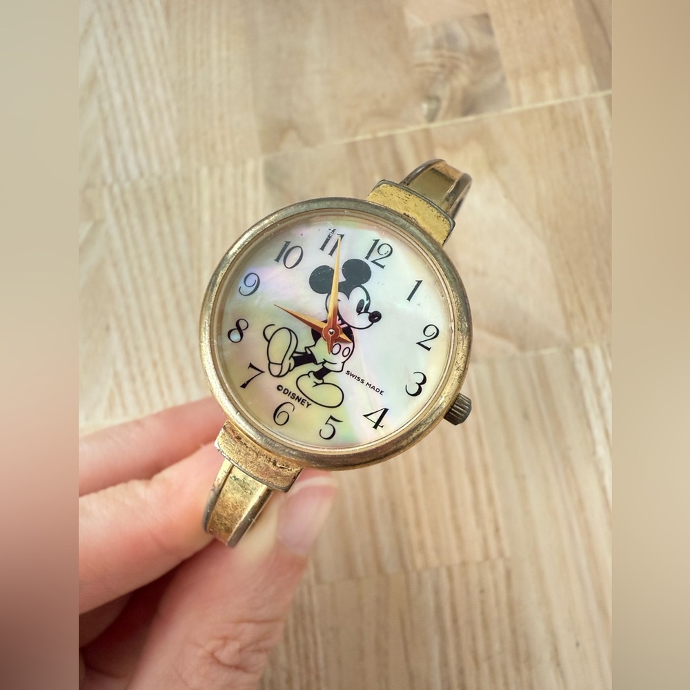 Vintage Disney Swiss made ladies cuff bracelet watch NEW BATTERY